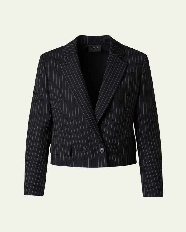 Adele Pinstripe Double-Breasted Short Jacket